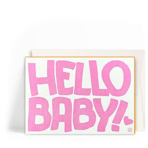 Geburtskarte "Hello Baby!" rosa / Letterpress Gestalten