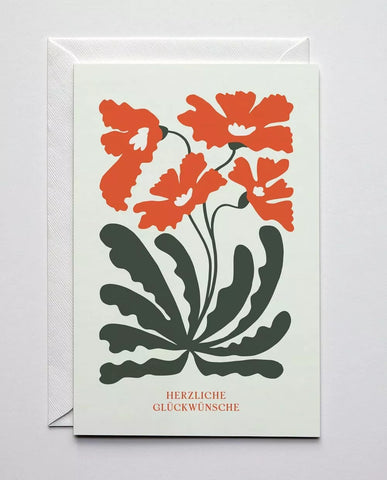Glückwunschkarte "Rote Blumen" / Haferkorn & Sauerbrey
