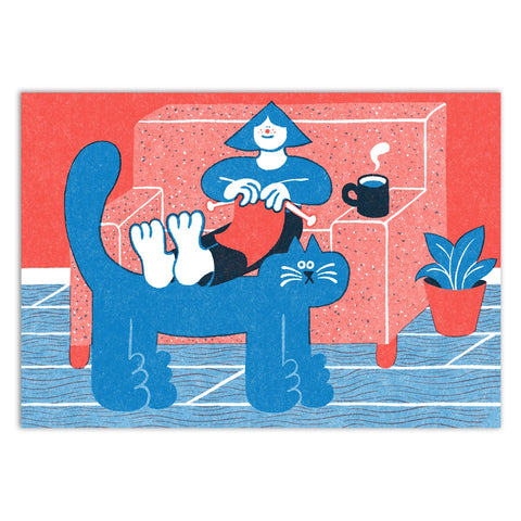 Grußkarte "Knitting Cat" / Yuk Fun