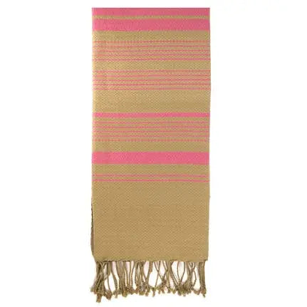 Hamamtuch aus Bio Baumwolle "Sand-Indisch Pink" / Karawan Authentic