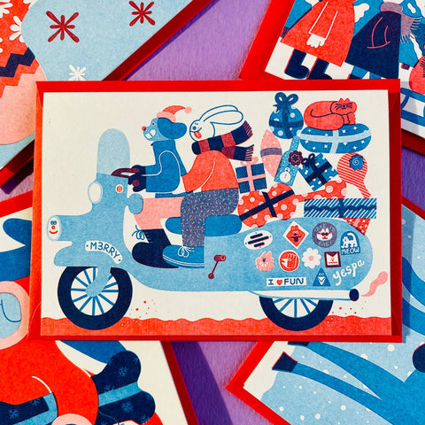 Weihnachtskarte "Scooter"