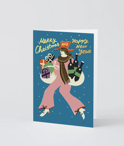 Weihnachtskarte "Merry Christmas and Happy New Year" / Wrap