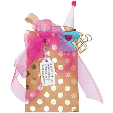 Geschenktüte „Natur Punkte Gold“ / 12x18x10 cm /  Paper Poetry