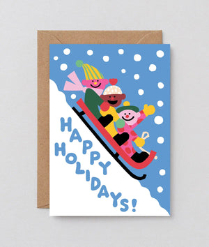 Weihnachtskarte "Happy Holidays Sledge" / Wrap