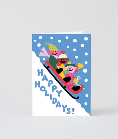 Weihnachtskarte "Happy Holidays Sledge" / Wrap