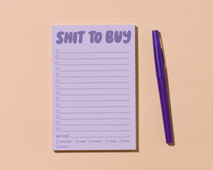 Notizblock „Shit To Buy“ / And Here We Are