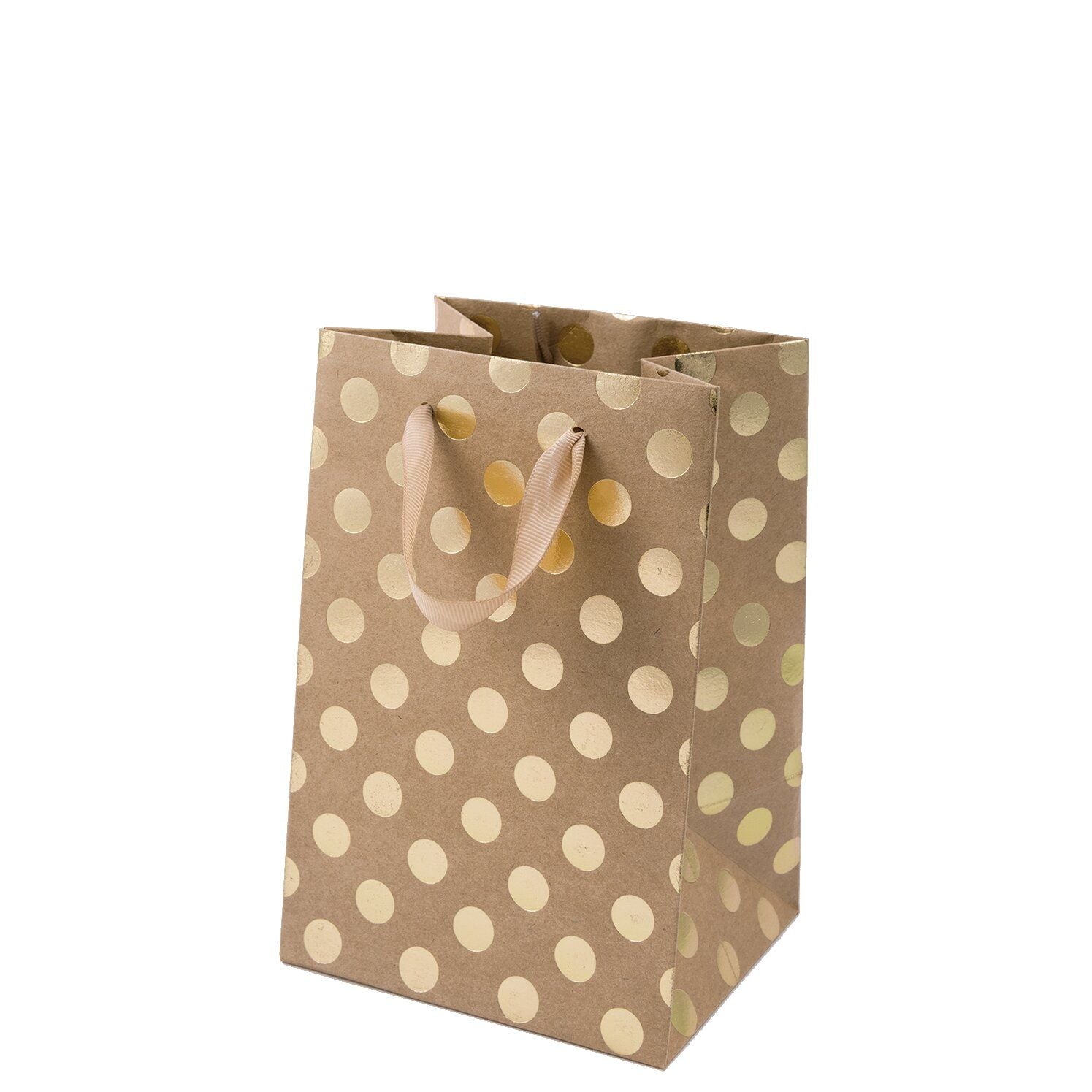 Geschenktüte „Natur Punkte Gold“ / 12x18x10 cm /  Paper Poetry