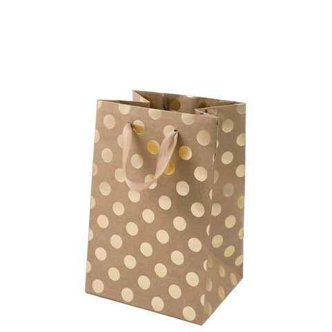 Geschenktüte „Natur Punkte Gold“ / 12x18x10 cm /  Paper Poetry