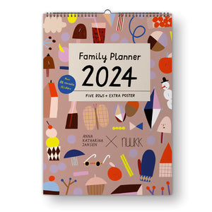 Familienkalender 2024 mit Poster + 88 Sticker/ Nuukk