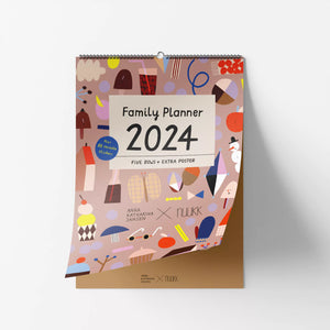 Familienkalender 2024 mit Poster + 88 Sticker/ Nuukk