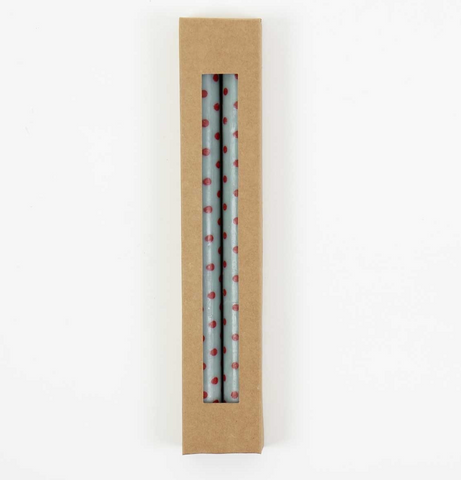 Kerze "Mini Dot Hellblau-Rot" 2 Stück/ A World of Craft