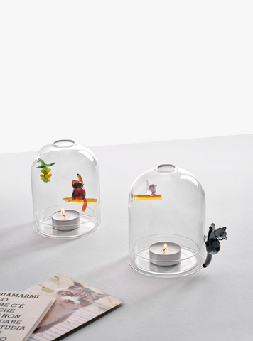 Windlicht "Katze und Vogel" / Ichendorf