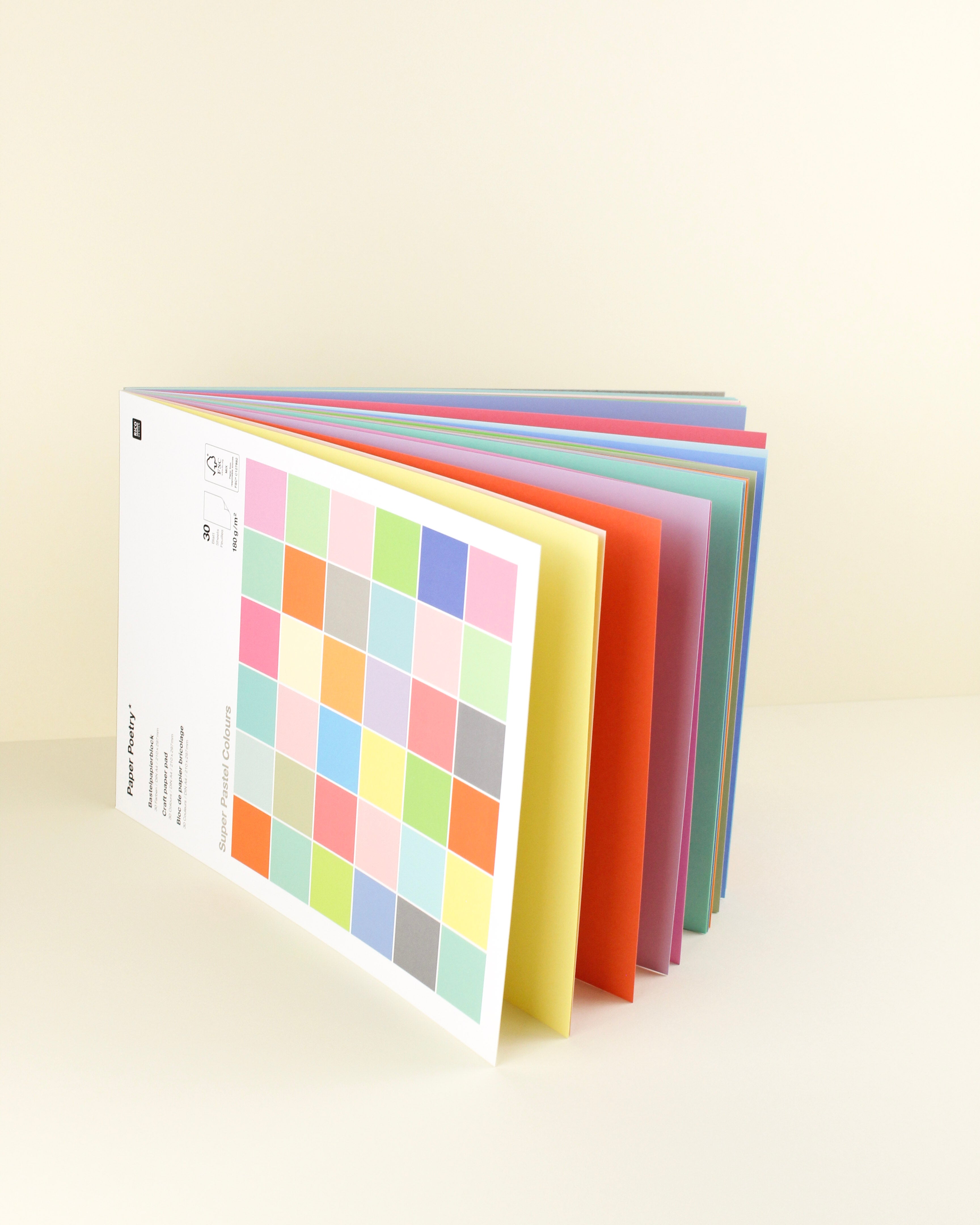 Bastelblock "Super Pastel Colours" A4  / Paper Poetry