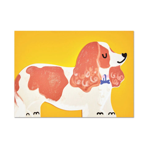 Karte „King Charles Spaniel Cut-Out Dog“ / Raspberry Blossom
