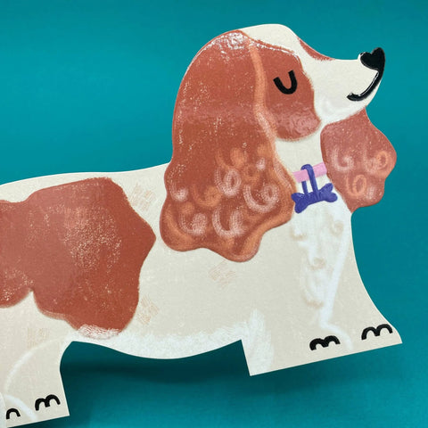 Karte „King Charles Spaniel Cut-Out Dog“ / Raspberry Blossom