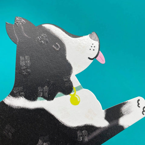 Karte „Border Collie Cut-Out Dog“ / Raspberry Blossom