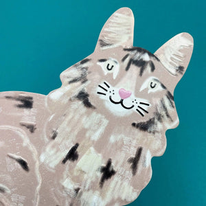 Karte „Maine Coon Cut-Out Cat“ / Raspberry Blossom