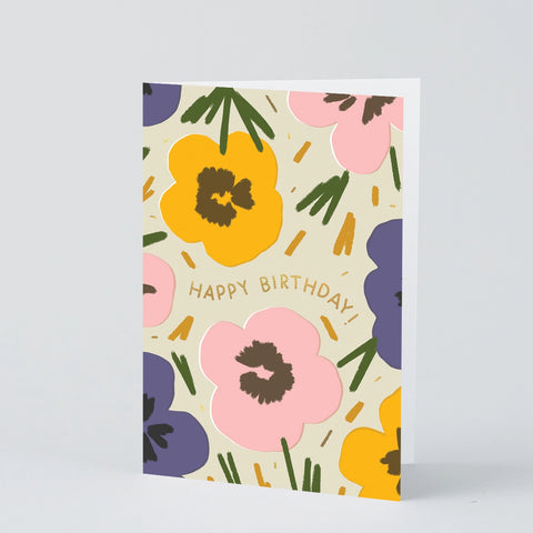Grußkarte "Happy Birthday Flowers"/ Wrap
