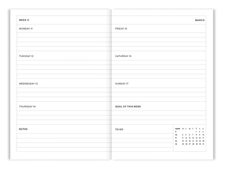 Diary Schulkalender 2023 - 2024 gestreift rosa & orange / Fabrique à la Carte
