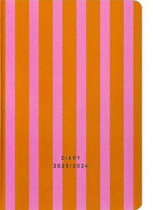 Diary Schulkalender 2023 - 2024 gestreift rosa & orange / Fabrique à la Carte