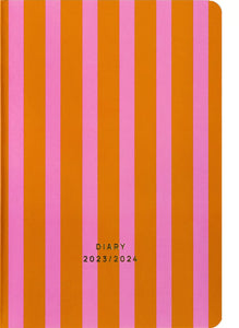 Diary Schulkalender 2023 - 2024 gestreift rosa & orange / Fabrique à la Carte