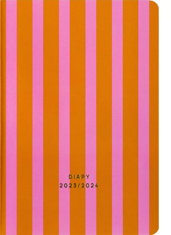 Diary Schulkalender 2023 - 2024 gestreift rosa & orange / Fabrique à la Carte