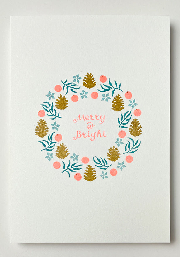 Weihnachtskarte „Merry & Bright“ / Lion Bee