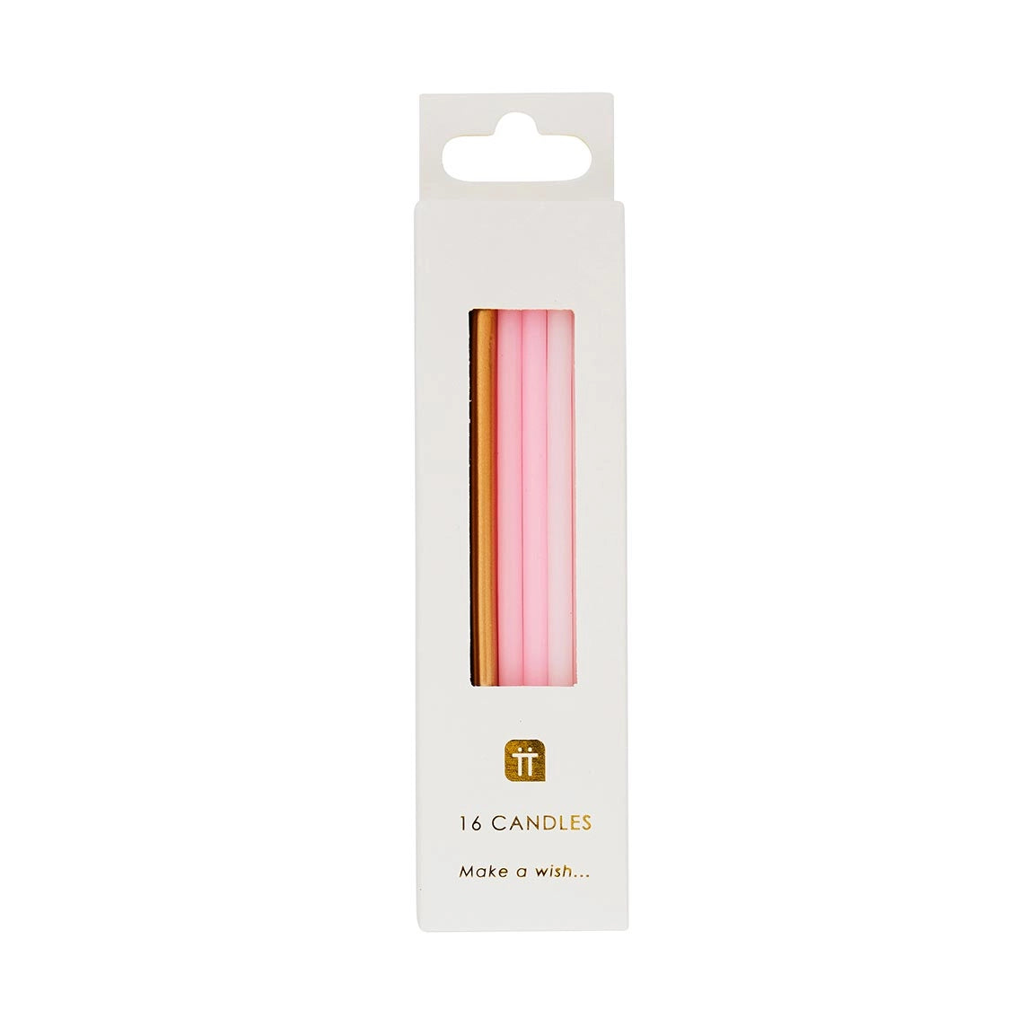 Lange Geburtstagskerzen rosa/weiß/gold — 16er-Pack / Talking Tables