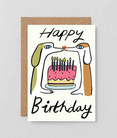 Grußkarte mit Prägung „Happy Birthday Dogs“ / Wrap