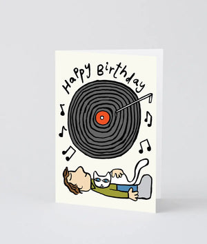 Grußkarte mit Prägung „Happy Birthday Vinyl“ / Wrap