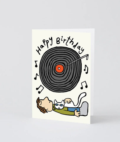 Grußkarte mit Prägung „Happy Birthday Vinyl“ / Wrap