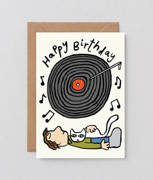 Grußkarte mit Prägung „Happy Birthday Vinyl“ / Wrap