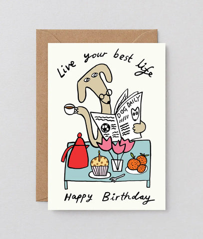 Grußkarte mit Prägung „Have a Beautiful Birthday“ / Wrap