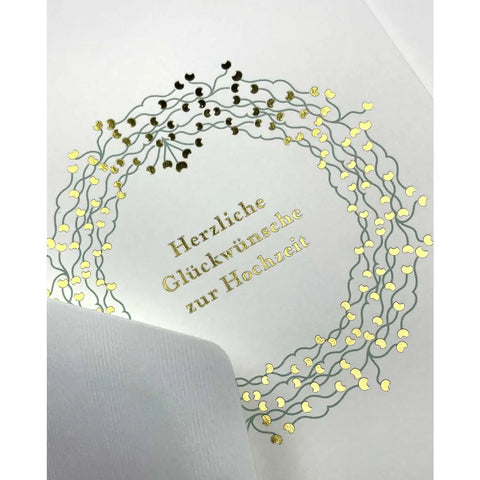Hochzeitskarte „Goldener Kranz„ / Haferkorn & Sauerbrey