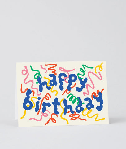 Grußkarte mit Prägung „Happy Birthday Streamers“ / Wrap