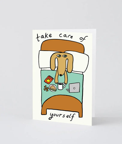 Grußkarte mit Prägung „Take Care Of Yourself“ / Wrap