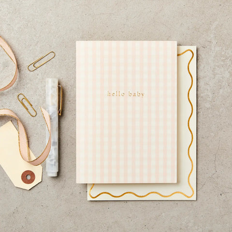 Geburtskarte „Gingham Hello Baby„ / Katie Leamon