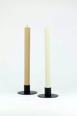 Handgefertige farbige Bienenwachskerzen „ beige & white“ / Coudre Berlin