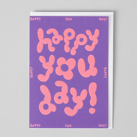 Grußkarte mit Prägung „Happy You Day“ / Wrap