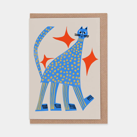 Grußkarte „Tall Blue Cat“ / Evermade