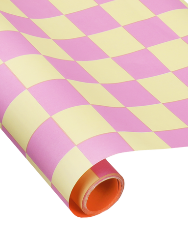 Geschenkpapierrolle „Schachbrett Vanille-Violett“ / Kadodesign