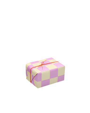 Geschenkpapierrolle „Schachbrett Vanille-Violett“ / Kadodesign