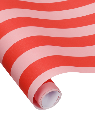 Geschenkpapierrolle „Streifen Mohnrot-Litschi“ / Kadodesign
