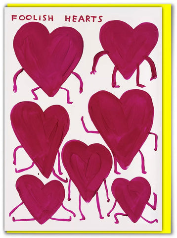 Grußkarte "Foolish Hearts" / David Shrigley X Brainbox Candy