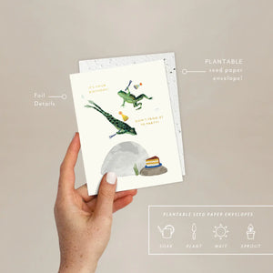 Grußkarte „Don‘t Frog-et to Party“ / Seedlings