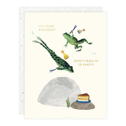 Grußkarte „Don‘t Frog-et to Party“ / Seedlings