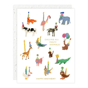Grußkarte „Party Animals“ / Seedlings