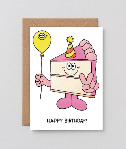 Glückwunschkarte "Happy Birthday Cake Slice & Balloon" / Wrap