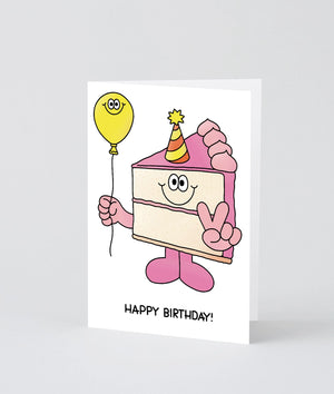Glückwunschkarte "Happy Birthday Cake Slice & Balloon" / Wrap