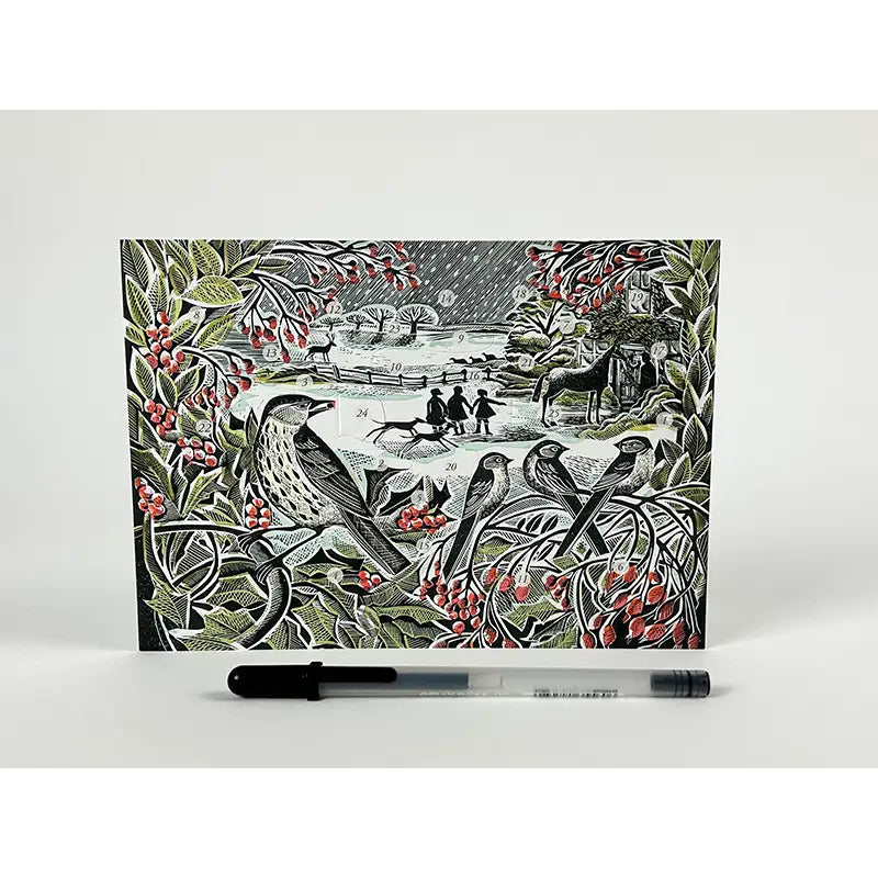 Mini Adventskalender und Weihnachtskarte „Holly Hedge“ / Angela Harding
